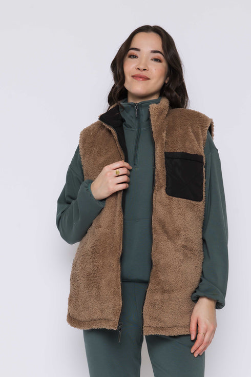 Julie-Reversible Sherpa Lined Vest